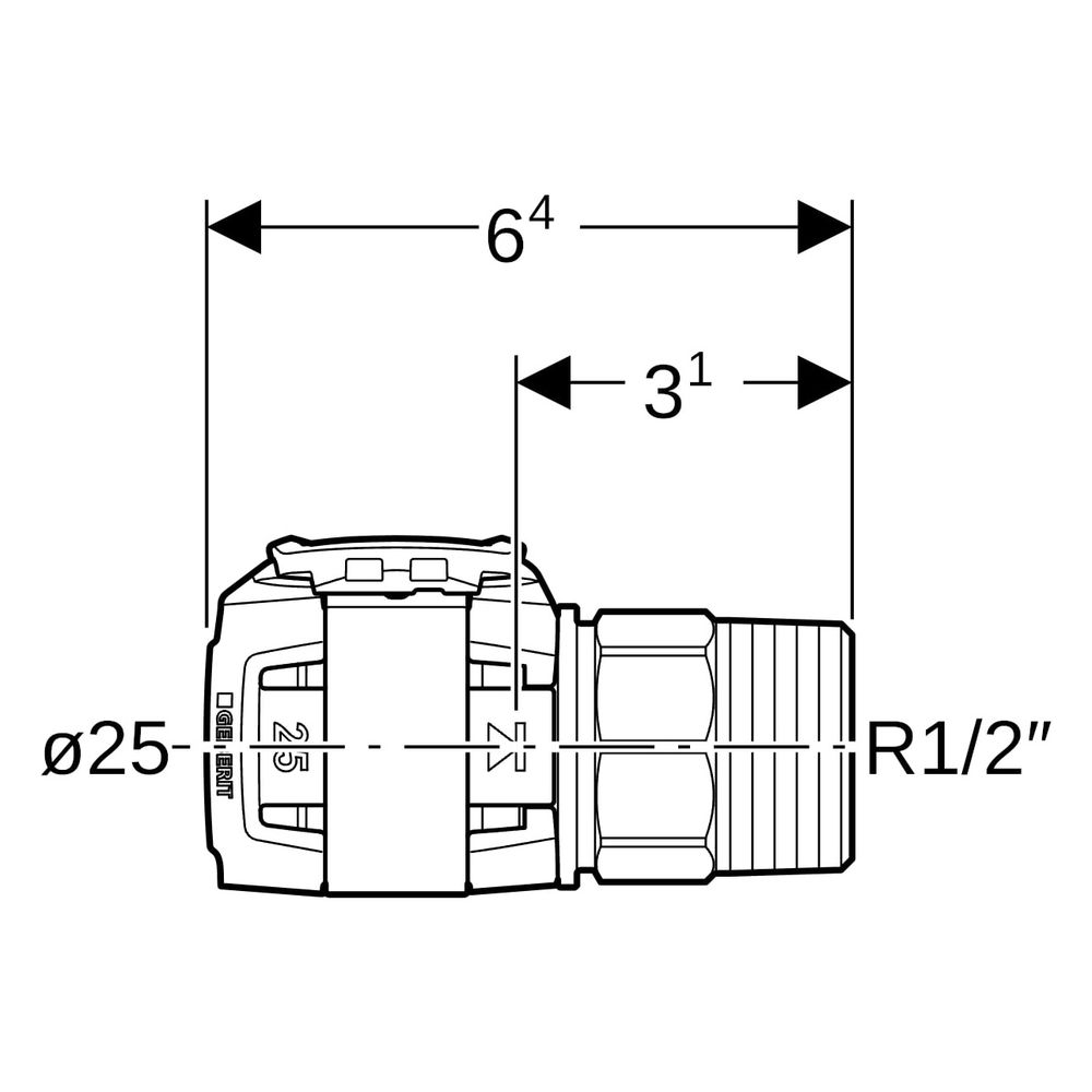 Geberit FlowFit Anschluss gerade, mit Außengewinde bleifreie Siliziumbronze, D 25mm,... GEBERIT-619472221 4025416602071 (Abb. 6)