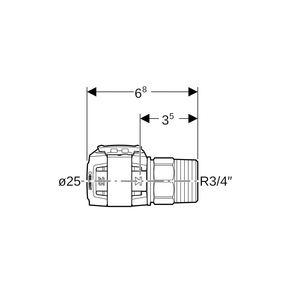 Geberit FlowFit Anschluss gerade, mit Außengewinde bleifreie Siliziumbronze, d 25mm,... GEBERIT-619482221 4025416602101 (Abb. 5)