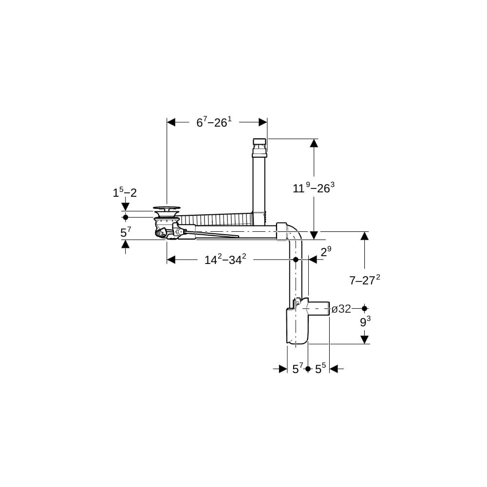 Geberit Clou Waschbeckenablauf Raumsparmodell schmal mit Hebelbetätigung, Ventilabde... GEBERIT-152051011 4025410931825 (Abb. 6)