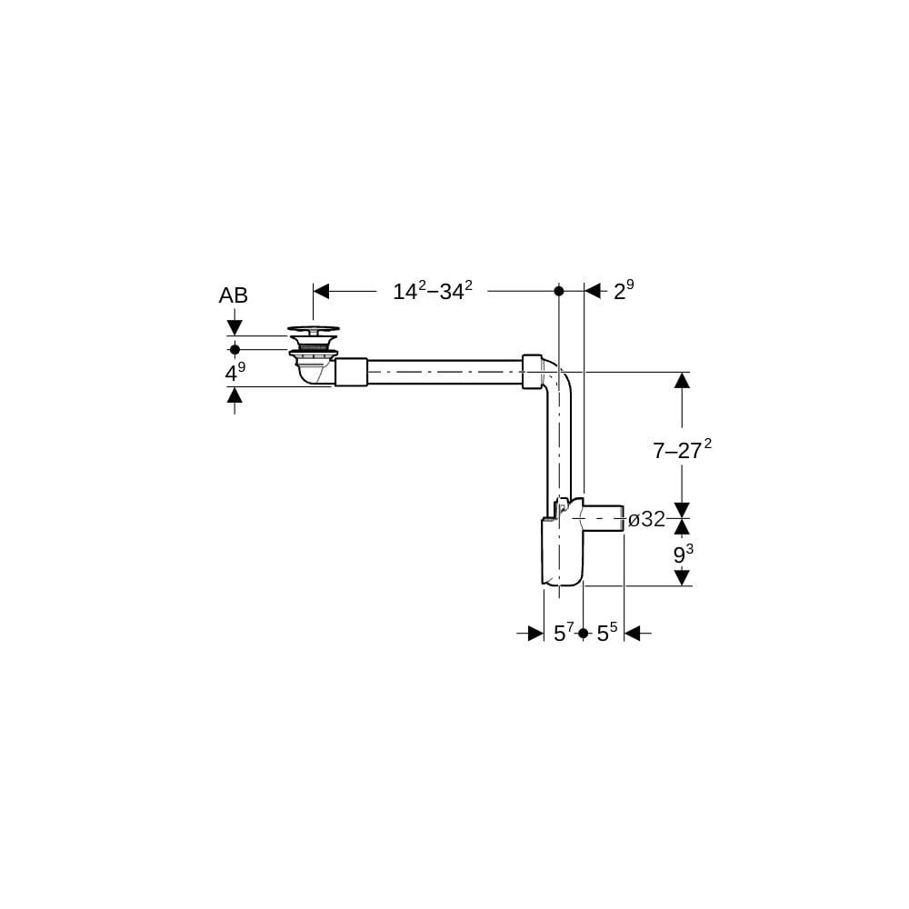 Geberit Waschbeckenablauf Raumsparmodell schmale Ausführung, freiem Auslauf, Ventila... GEBERIT-152084211 4025410903549 (Abb. 5)