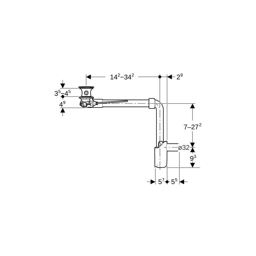Geberit Waschbeckenablauf Raumsparmodell schmale Ausführung, Außenventilstopfen, Heb... GEBERIT-152072211 4025410902238 (Abb. 5)