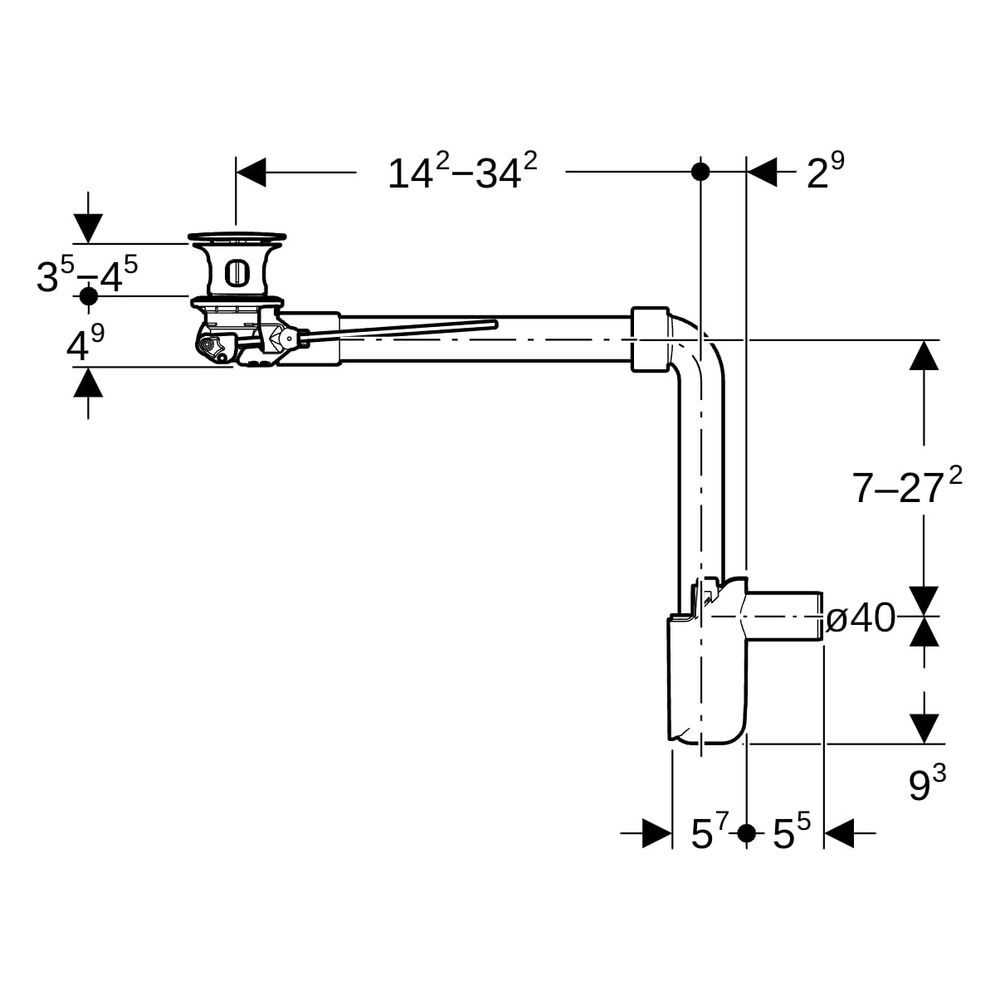 Geberit Waschbeckenablauf Raumsparmodell schmale Ausführung, Außenventilstopfen, Heb... GEBERIT-152074211 4025410527790 (Abb. 7)