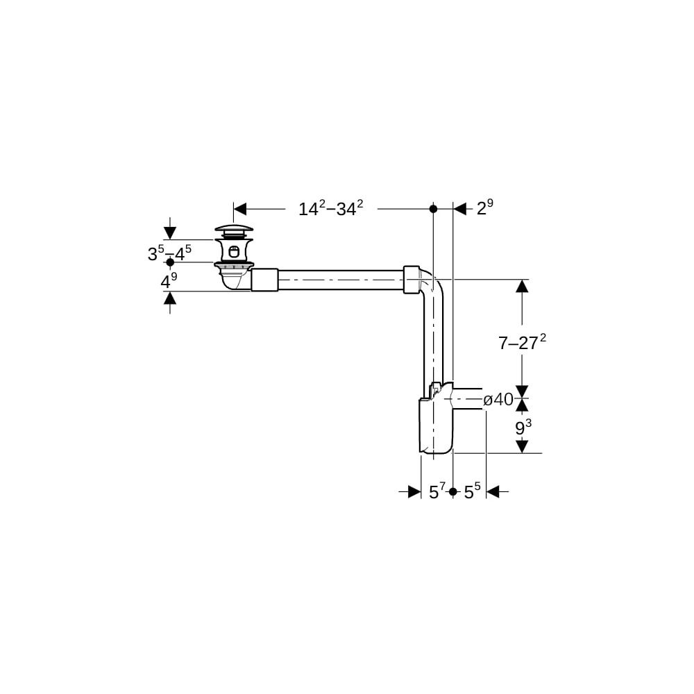 Geberit Waschbeckenablauf Raumsparmodell schmale Ausführung, Außenventilstopfen, Dru... GEBERIT-152075211 4025410527806 (Abb. 5)
