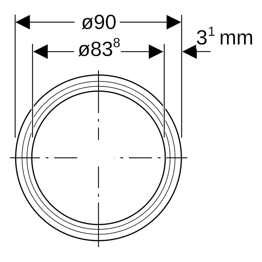 Geberit Silent-PP Rohr mit Muffe Außendurchmesser 90mm, Länge 25cm, 390401141... GEBERIT-390401141 4025416936855 (Abb. 10)