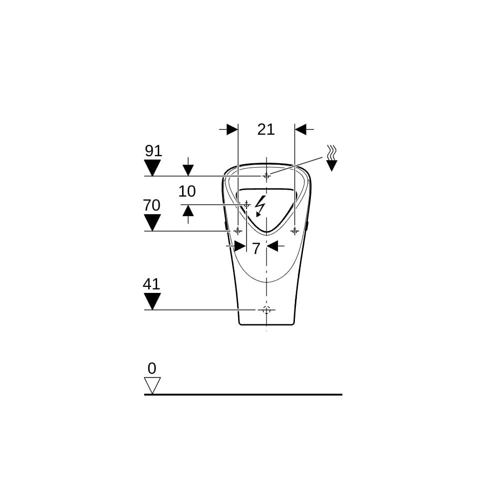 Geberit Renova Urinal trigonal, Zulauf von hinten, Abgang nach hinten/unten T 30cm A... GEBERIT-501665008 4025410955050 (Abb. 8)
