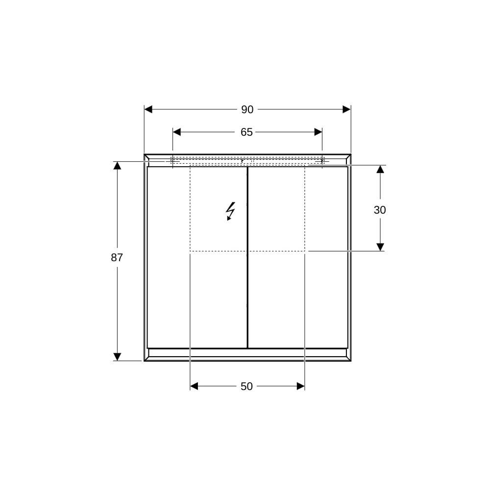 Geberit ONE Spiegelschrank mit ComfortLight, 2 Türen, AP-Montage, Höhe 90cm B 90cm, ... GEBERIT-505813001 4025410935151 (Abb. 8)