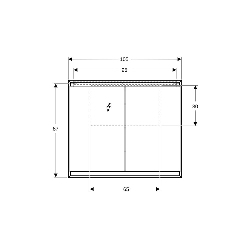 Geberit ONE Spiegelschrank mit ComfortLight, 2 Türen, AP-Montage, Höhe 90cm B 105cm,... GEBERIT-505814001 4025410935199 (Abb. 8)
