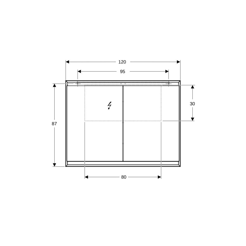 Geberit ONE Spiegelschrank mit ComfortLight, 2 Türen, AP-Montage, Höhe 90cm B 120cm,... GEBERIT-505815001 4025410935236 (Abb. 8)