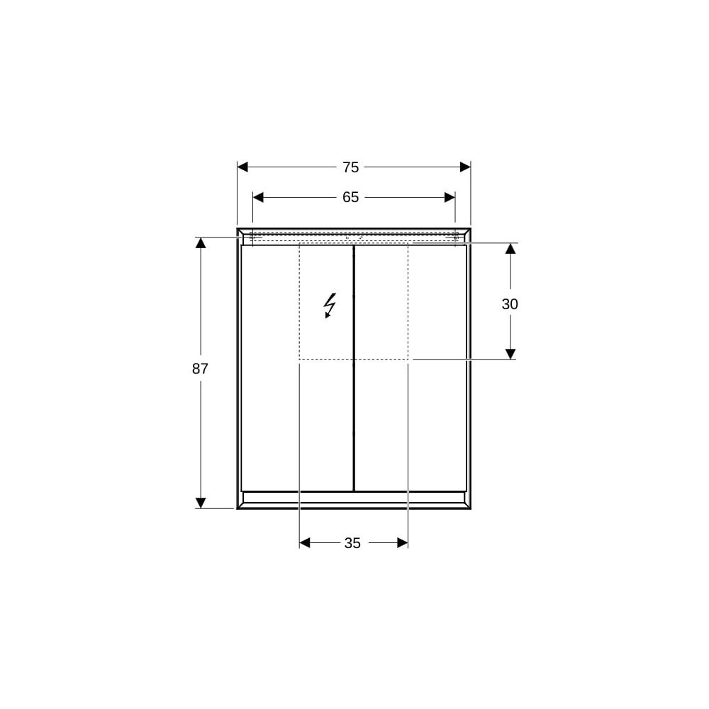 Geberit ONE Spiegelschrank mit ComfortLight, 2 Türen, AP-Montage, Höhe 90cm B 75cm, ... GEBERIT-505812002 4025410935120 (Abb. 8)
