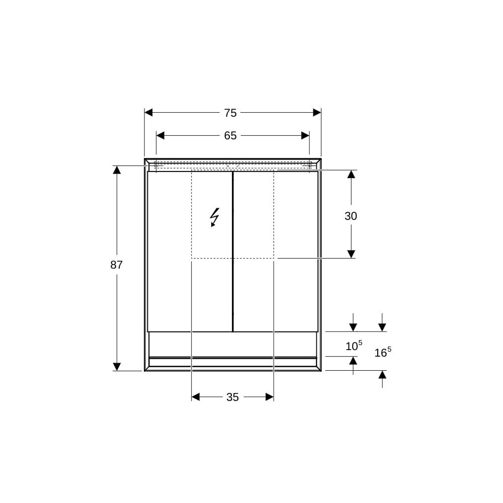 Geberit ONE Spiegelschrank mit Nische und ComfortLight, 2 Türen, AP-Montage, H 90cm ... GEBERIT-505832001 4025410935519 (Abb. 8)