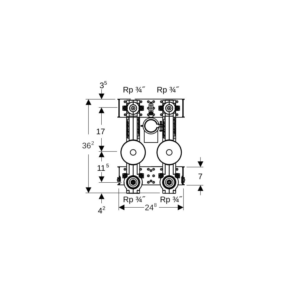 Geberit GIS Set Waschtisch für Standarmatur, zwei Wasserzählerstrecken mit Unterputz... GEBERIT-461177001 4025410906878 (Abb. 6)