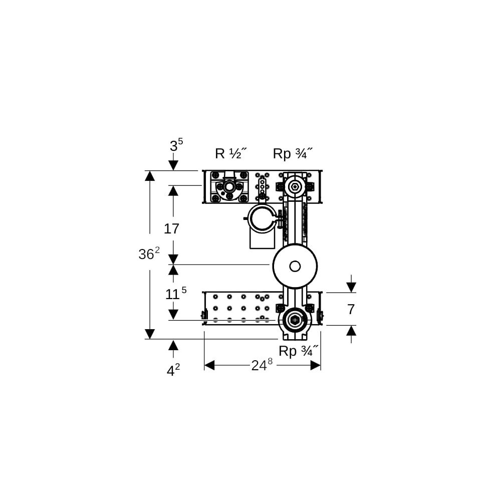 Geberit GIS Set Waschtisch für Standarmatur, einer Wasserzählerstrecke mit Unterputz... GEBERIT-461172001 4025410907042 (Abb. 6)