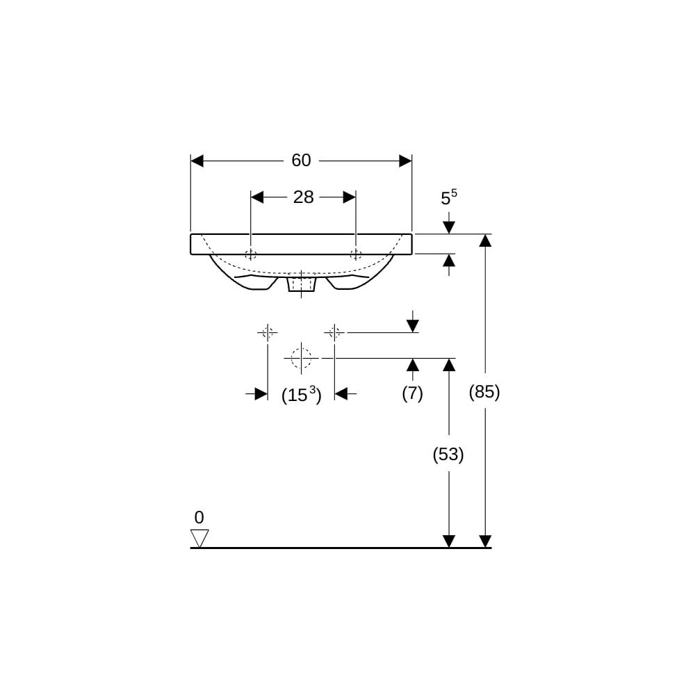 Geberit iCon Light Waschtisch verkürzte Ausladung, Breite 60cm, Tiefe 42cm, ohne Hah... GEBERIT-501841007 4025410895196 (Abb. 8)