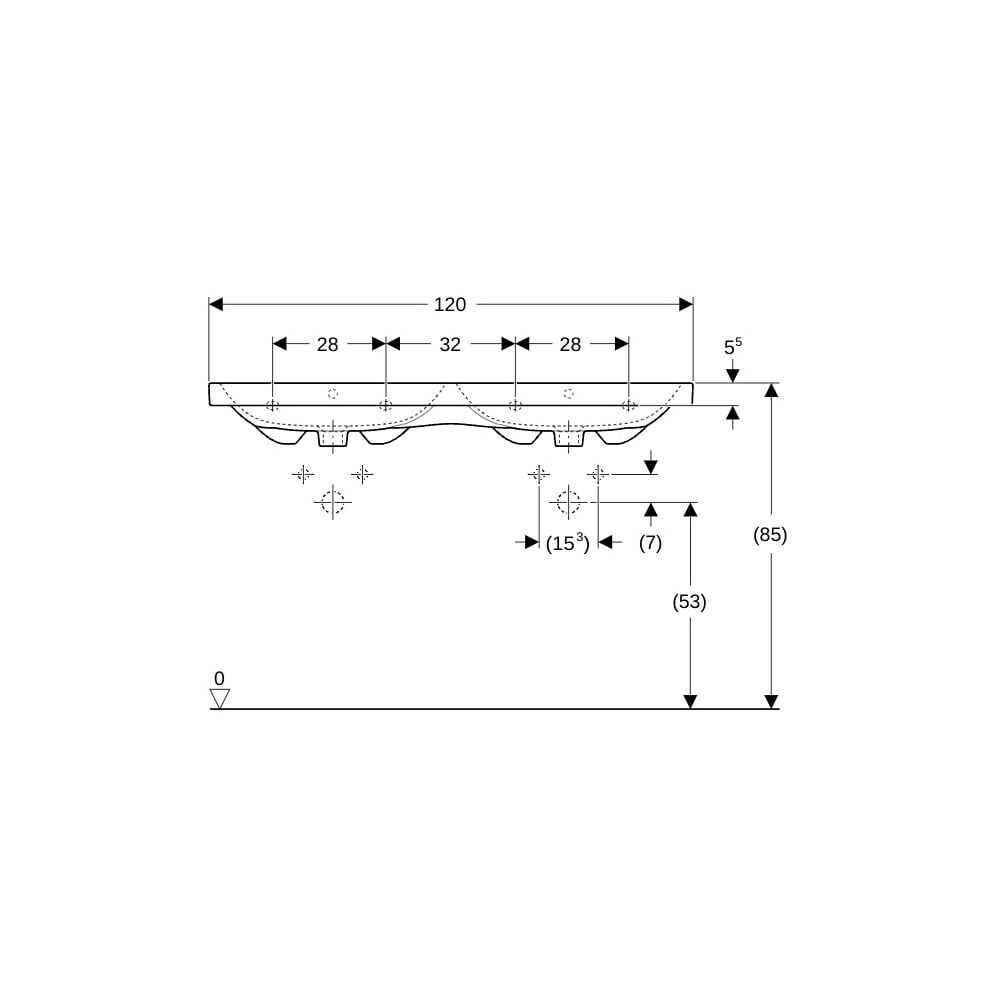 Geberit iCon Light Doppelwaschtisch, Breite 120cm, Tiefe 48cm, ohne Hahnloch, Überla... GEBERIT-501838003 4025410894915 (Abb. 8)