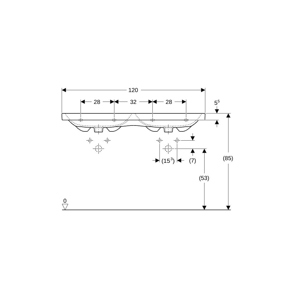 Geberit iCon Light Doppelwaschtisch, Breite 120cm, Tiefe 48cm, ohne Hahnloch, ohne Ü... GEBERIT-501838008 4025410894960 (Abb. 8)