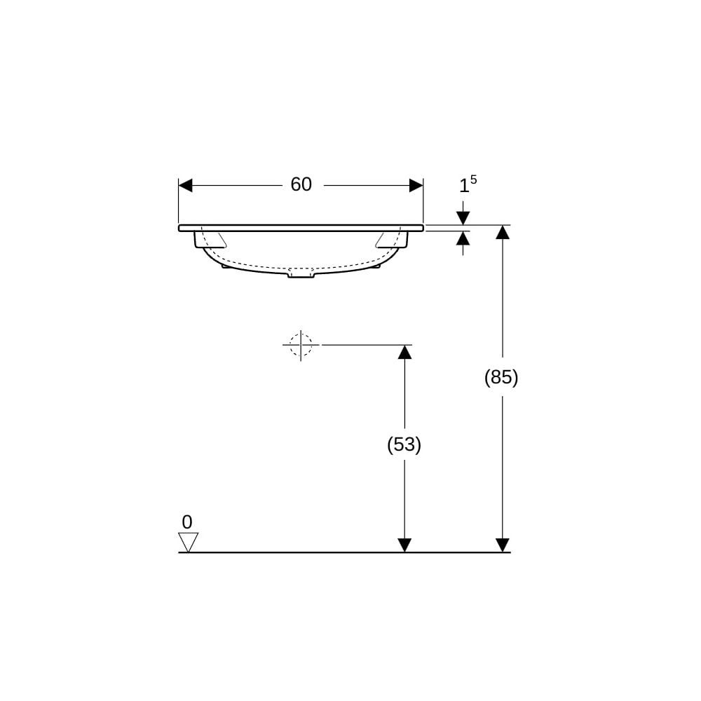 Geberit iCon Möbelwaschtisch 60x48cm ohne Hahnloch, ohne Überlauf, Weiß, KeraTect... GEBERIT-501843004 4025410895325 (Abb. 5)