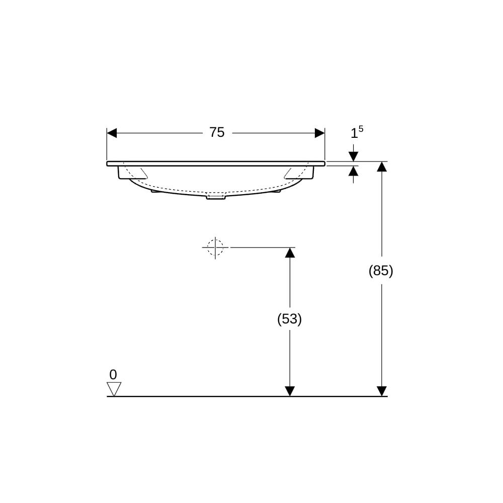 Geberit iCon Möbelwaschtisch 75x48cm ohne Hahnloch, ohne Überlauf, Weiß... GEBERIT-501844003 4025410895356 (Abb. 5)