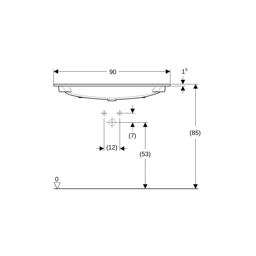 Geberit iCon Möbelwaschtisch, Breite 90cm, Tiefe 48cm, Hahnloch mittig, ohne Überlau... GEBERIT-501845001 4025410895370 (Abb. 8)