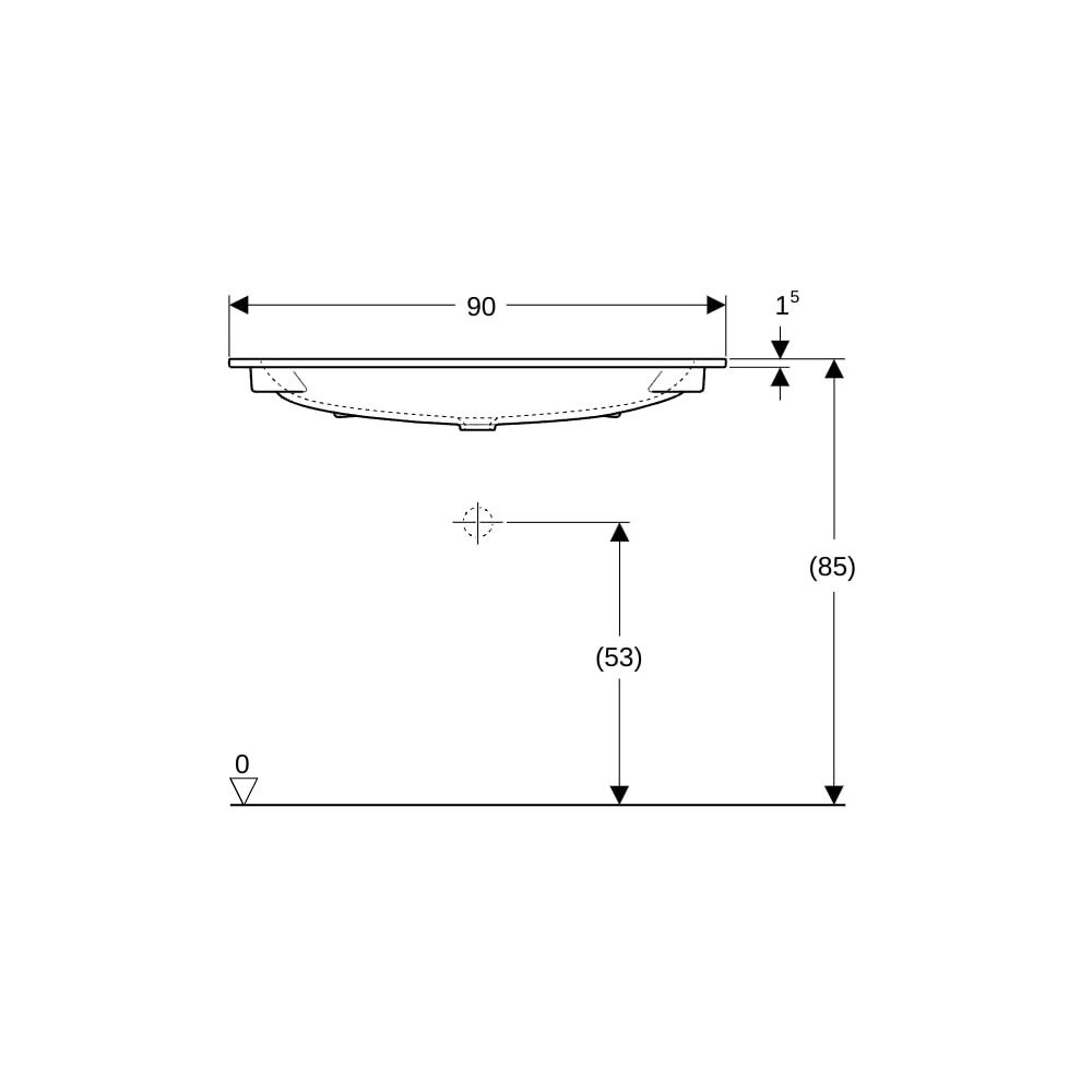 Geberit iCon Möbelwaschtisch 90x48cm ohne Hahnloch, ohne Überlauf, Weiß... GEBERIT-501845003 4025410895394 (Abb. 5)