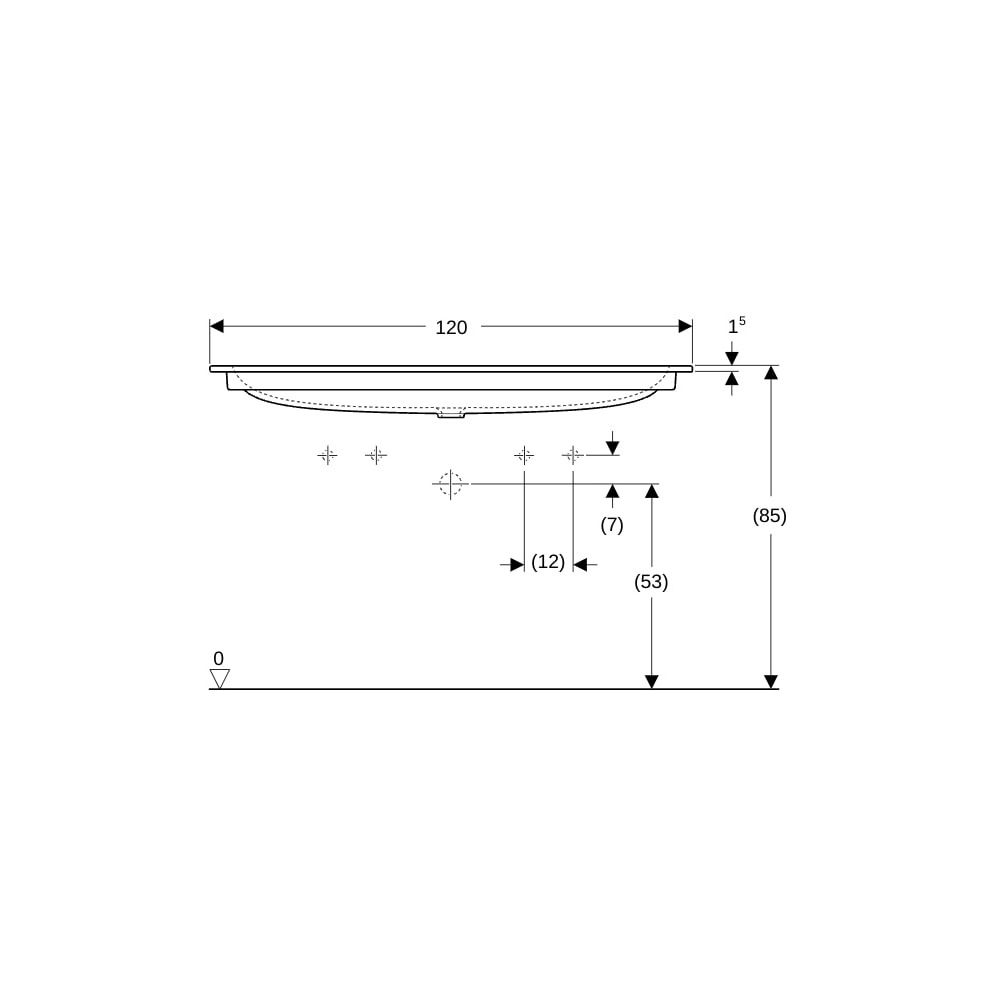 Geberit iCon Möbelwaschtisch, Breite 120cm, Tiefe 48cm, Hahnloch links, rechts, ohne... GEBERIT-501846001 4025410895417 (Abb. 8)