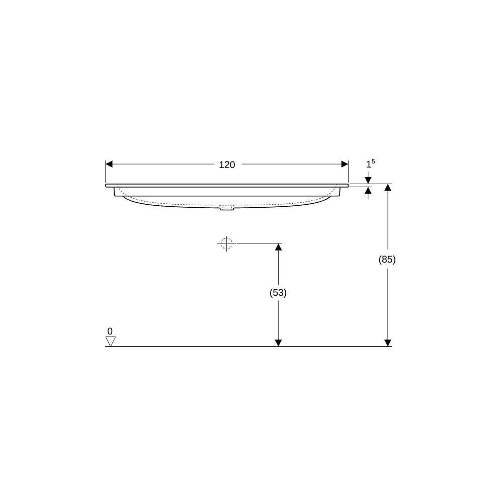 Geberit iCon Möbelwaschtisch 120x48cm ohne Hahnlöcher, ohne Überlauf, Weiß... GEBERIT-501846003 4025410895431 (Abb. 5)