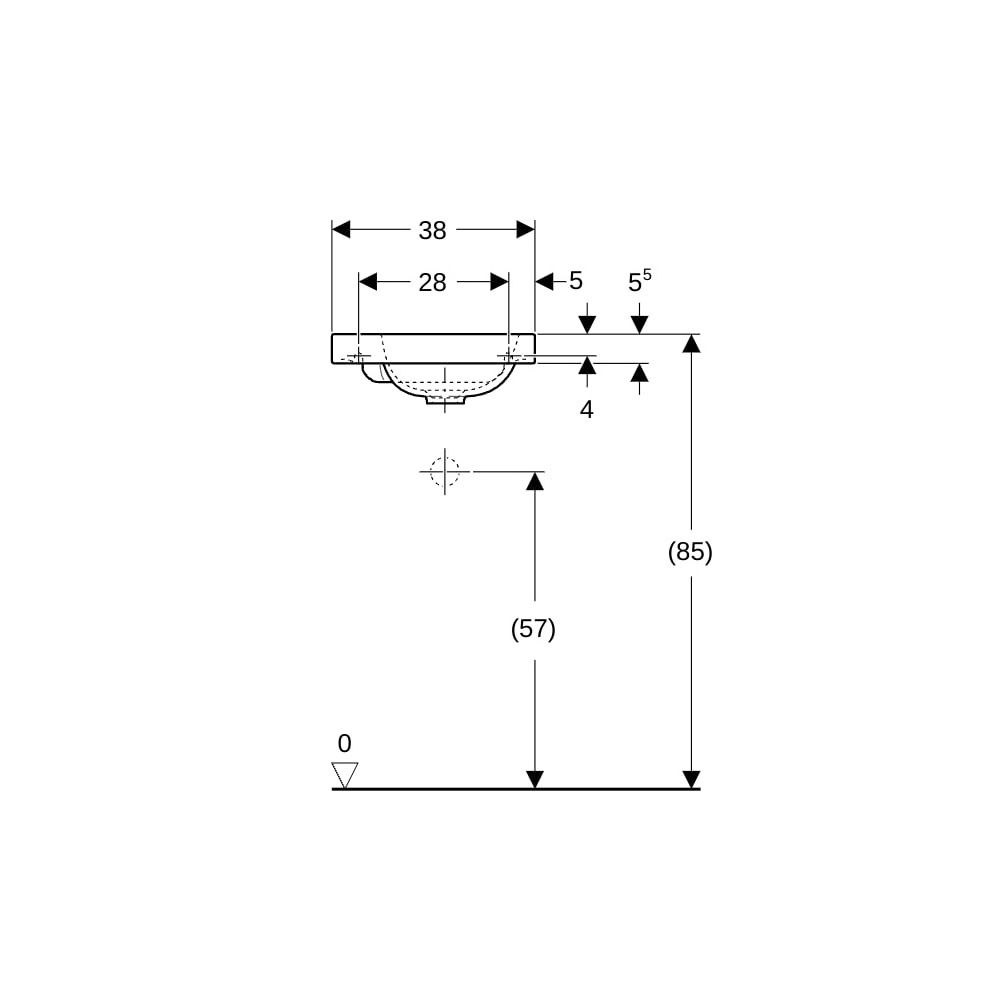 Geberit iCon Light Handwaschbecken 38x13x28cm, Weiß, ohne Hahnloch, ohne Überlauf, A... GEBERIT-501831003 4025410894472 (Abb. 8)