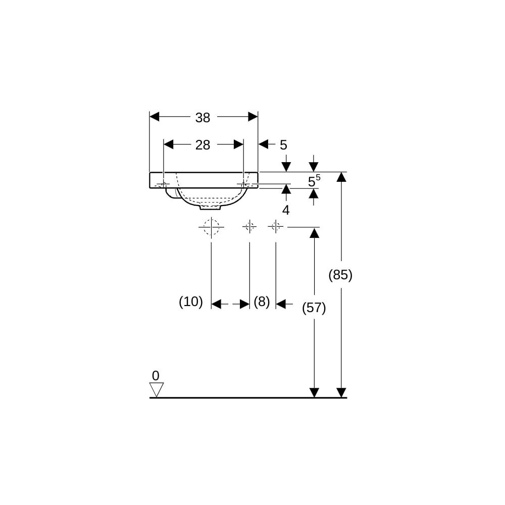Geberit iCon Light Handwaschbecken 38x13x28cm, Weiß, matt, Hahnloch links, ohne Über... GEBERIT-501831JT1 4025410071774 (Abb. 5)