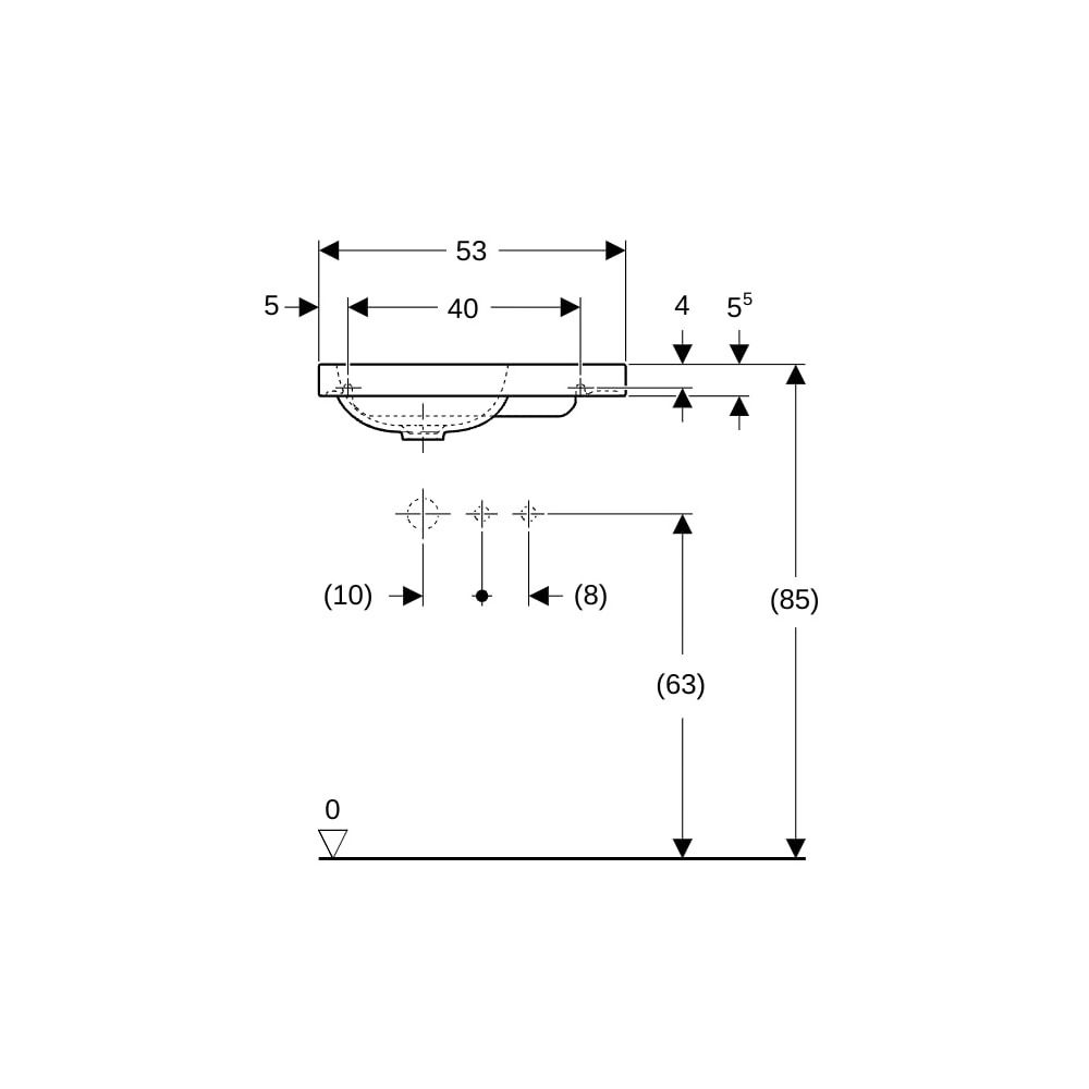 Geberit iCon Light Handwaschbecken mit Ablagefläche 53x13x31cm, Weiß, Hahnloch recht... GEBERIT-501832001 4025410894496 (Abb. 8)