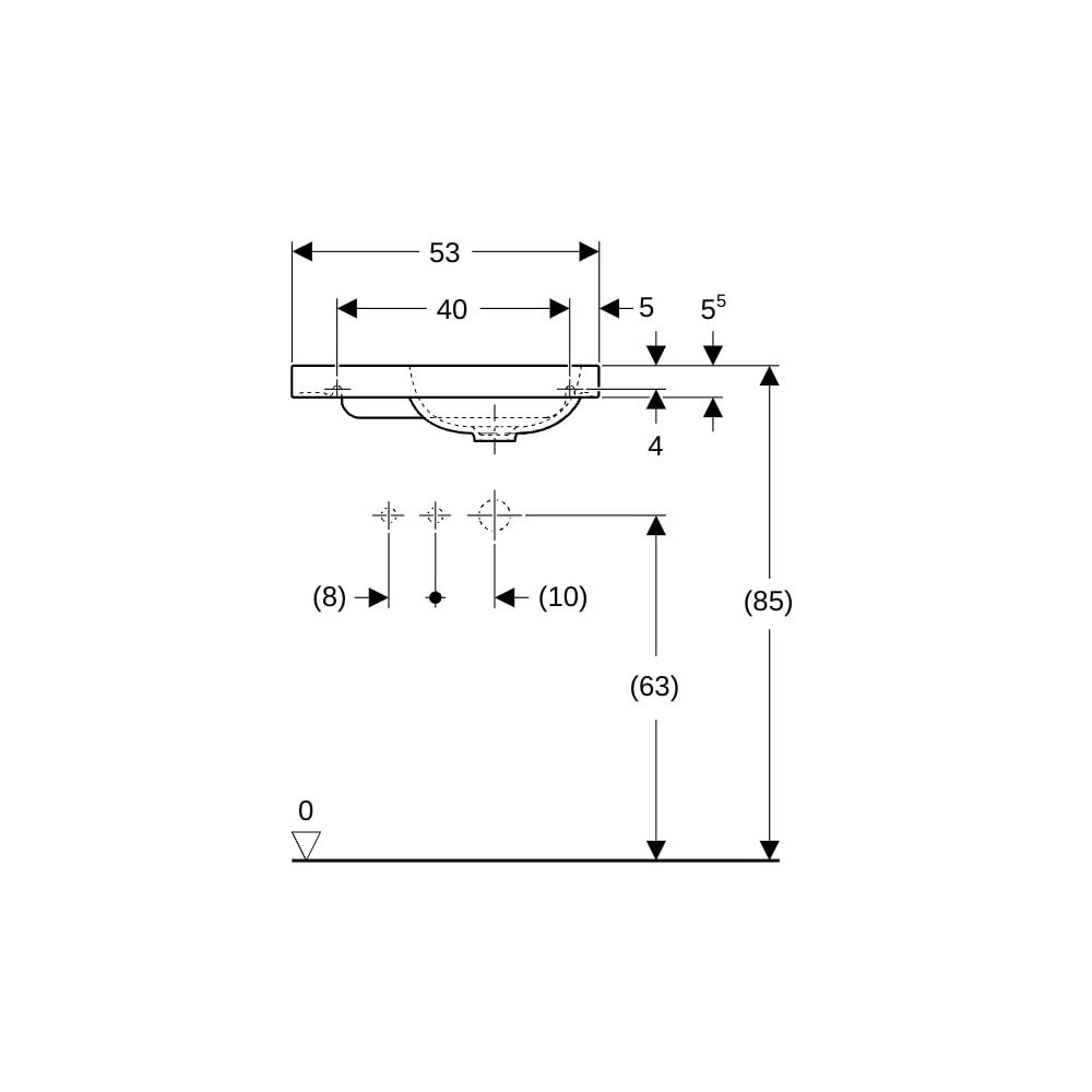 Geberit iCon Light Handwaschbecken mit Ablagefläche 53x13x31cm Weiß matt Hahnloch li... GEBERIT-501833JT1 4025410071798 (Abb. 5)