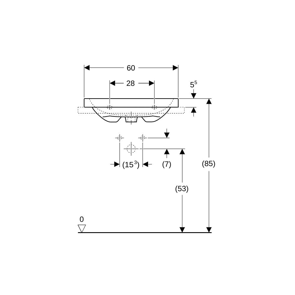 Geberit iCon Light Aufsatzwaschtisch, Breite 60cm, Tiefe 48cm, ohne Hahnloch, ohne Ü... GEBERIT-501847007 4025410895516 (Abb. 8)