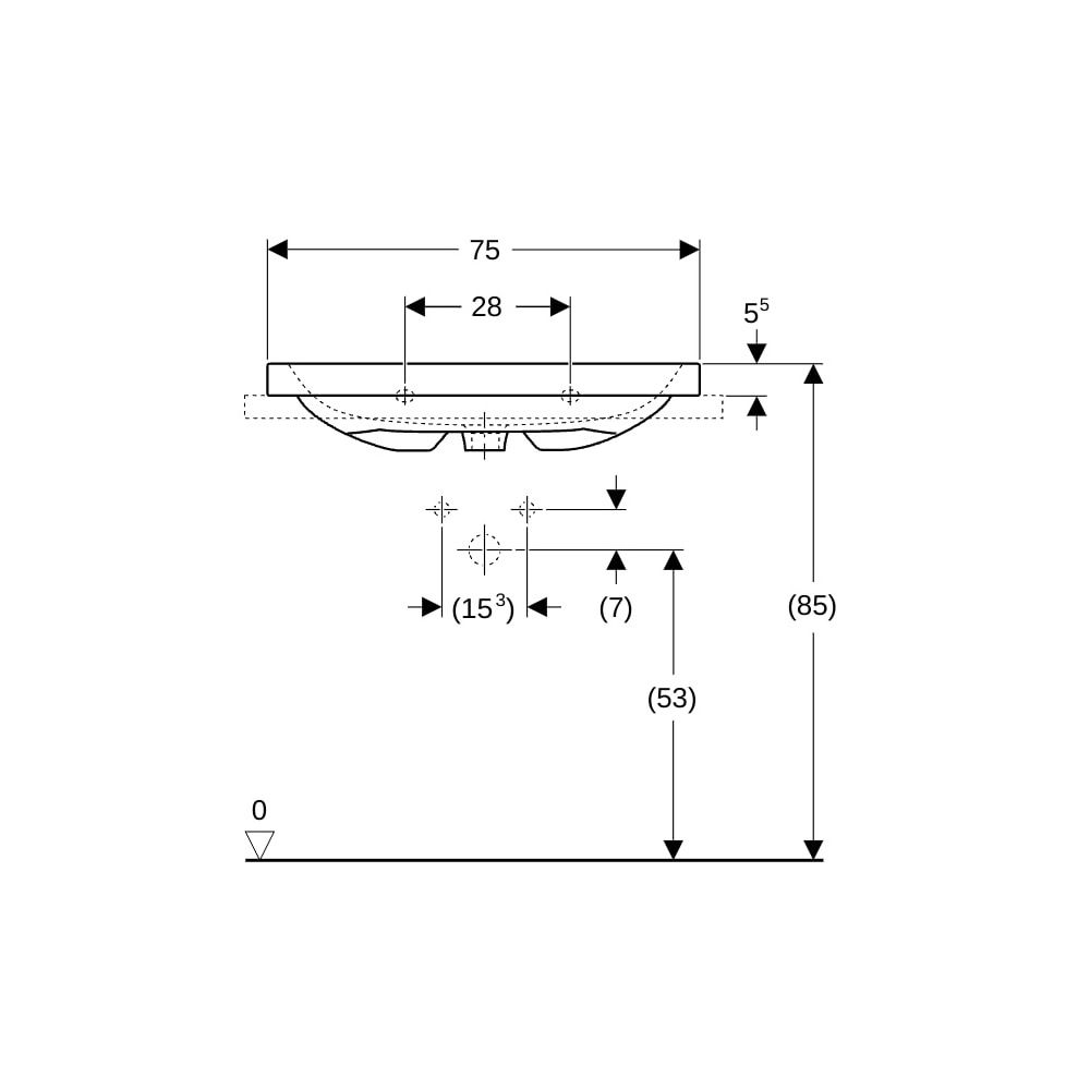 Geberit iCon Light Aufsatzwaschtisch, Breite 75cm, Tiefe 48cm, ohne Hahnloch, ohne Ü... GEBERIT-501848007 4025410895592 (Abb. 8)