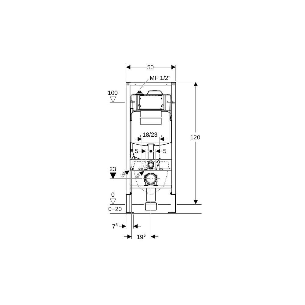 Geberit Duofix Element für Wand-WC 120cm, mit Sigma Unterputzspülkasten 12cm, für Hy... GEBERIT-111023001 4025410938190 (Abb. 7)