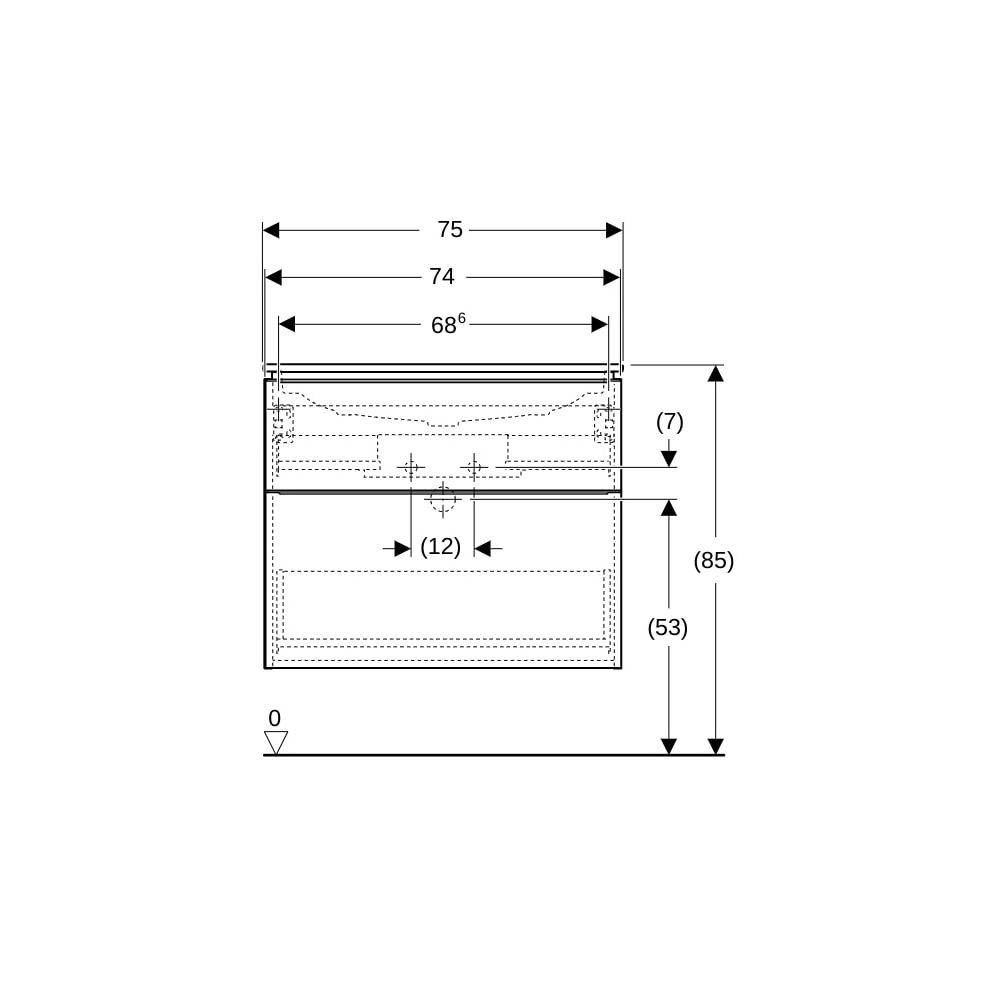 Geberit iCon Set Möbelwaschtisch schmaler Rand 2 Schubladen Ansch. 75cm KeraTect Wei... GEBERIT-502332012 4025410941916 (Abb. 9)