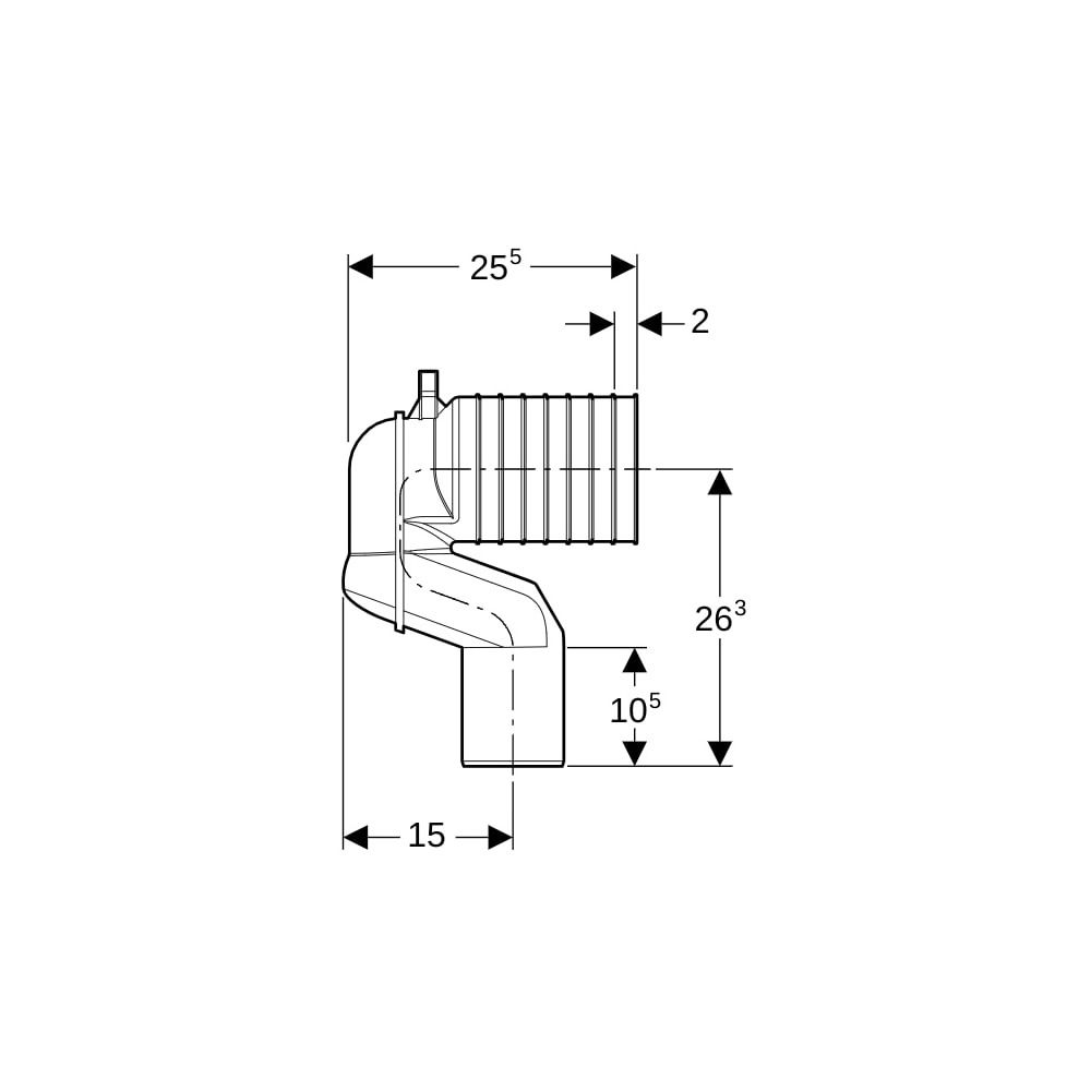 Geberit Set P-Anschlussbogen für Stand-WC Außendurchmesser 90mm... GEBERIT-131081111 4025416073604 (Abb. 5)