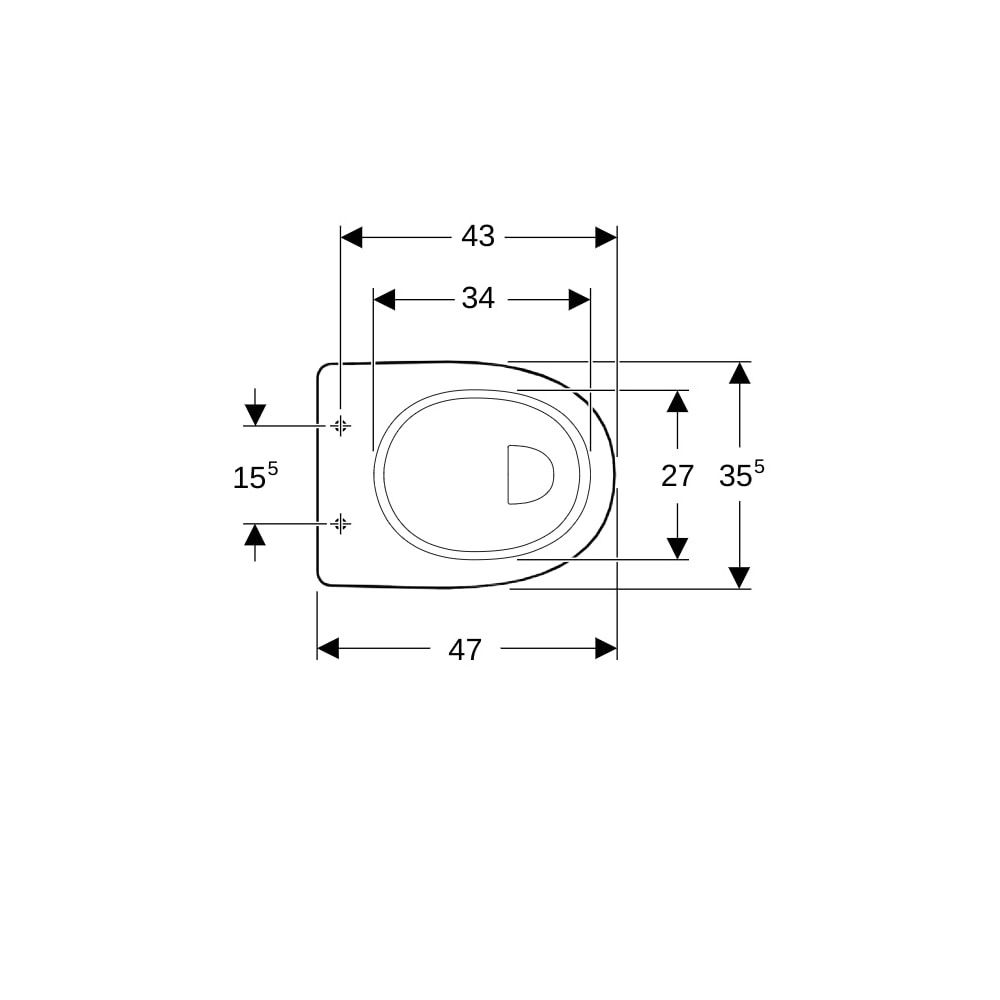 Geberit Renova Comfort Stand-WC Flachspüler, erhöht, Höhe 45cm, Abgang horizontal Ti... GEBERIT-218510600 4022009353754 (Abb. 8)