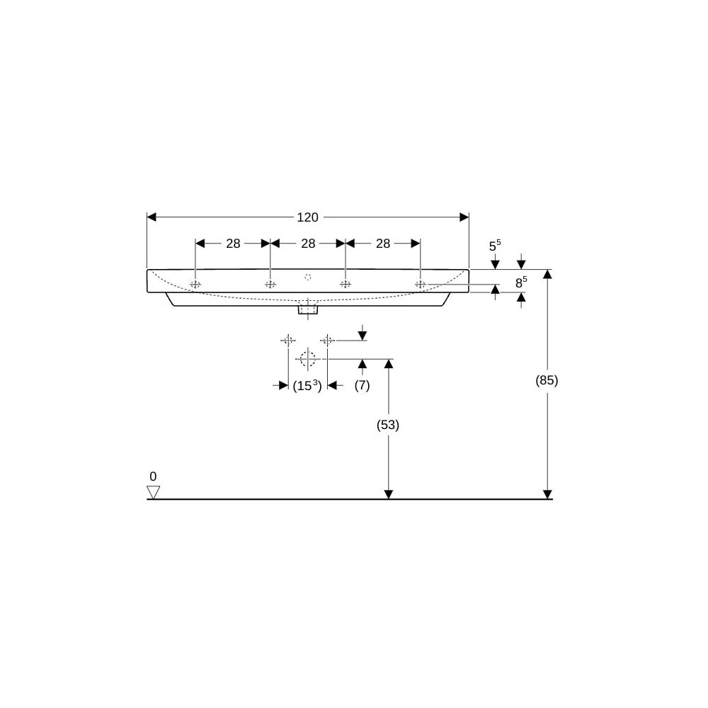 Geberit Smyle Square Waschtisch, Breite 120cm, Tiefe 48cm, ohne Hahnloch, Überlauf s... GEBERIT-500225018 4025416357810 (Abb. 8)