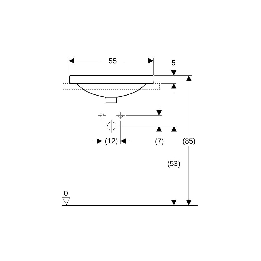 Geberit VariForm Einbauwaschtisch, oval, mit Hahnlochbank, Breite 55cm, Tiefe 45cm, ... GEBERIT-500723012 4025416838463 (Abb. 8)