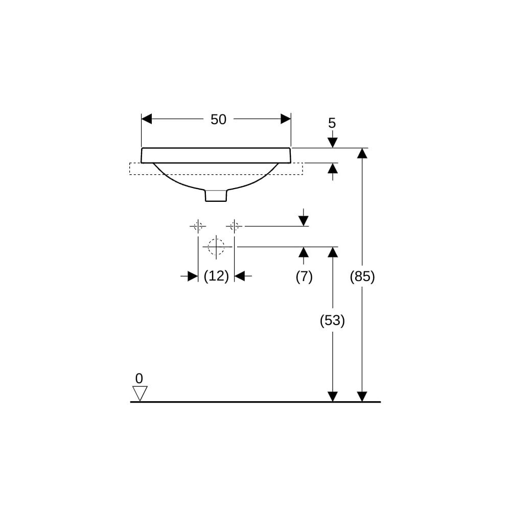 Geberit VariForm Einbauwaschtisch, oval mit Hahnlochbank, Breite 50cm, Tiefe 45cm, m... GEBERIT-500713002 4025416302179 (Abb. 8)