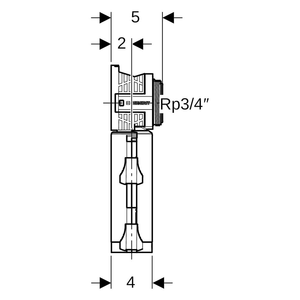 Geberit PushFit Anschlussdose 90 Grad für Schnellkupplung, M 25mm, Rp 3/4″, Rotguss ... GEBERIT-650488003 4025410947765 (Abb. 8)