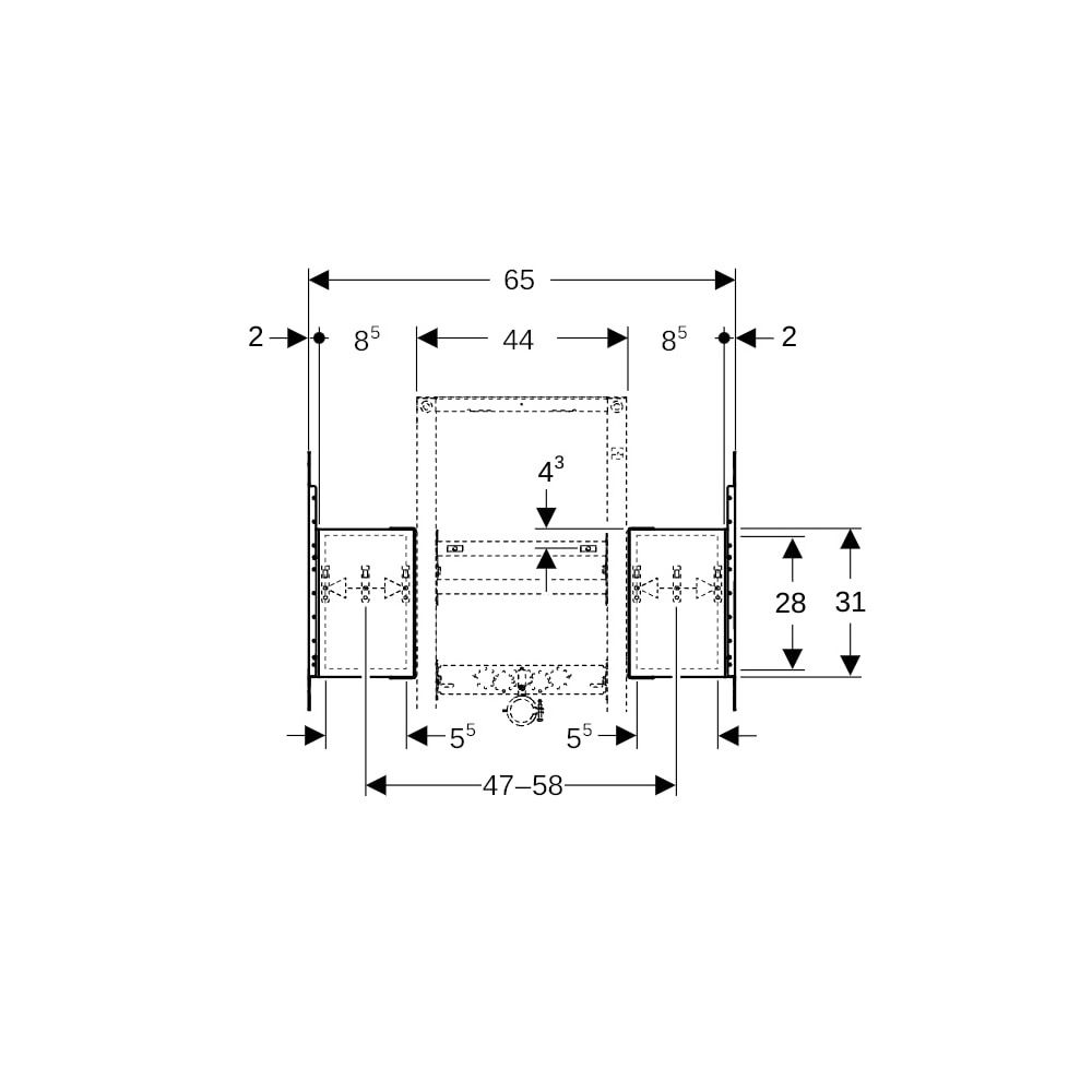 Geberit Duofix Montageplatte für Waschtisch, Nennbreite 60cm, für Trockenbau, mit Un... GEBERIT-111951001 4025410948359 (Abb. 6)