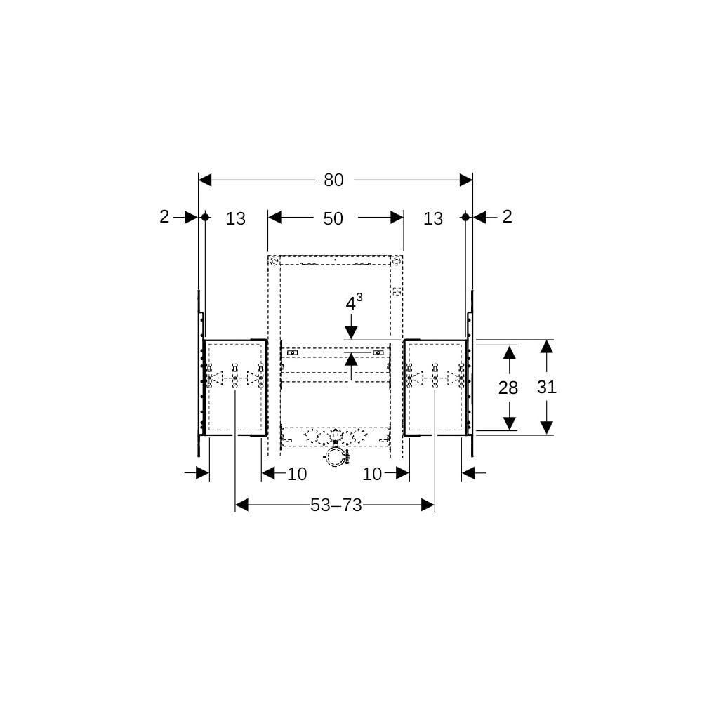 Geberit Duofix Montageplatte für Waschtisch, Nennbreite 75cm, für Trockenbau, mit Un... GEBERIT-111952001 4025410948366 (Abb. 6)