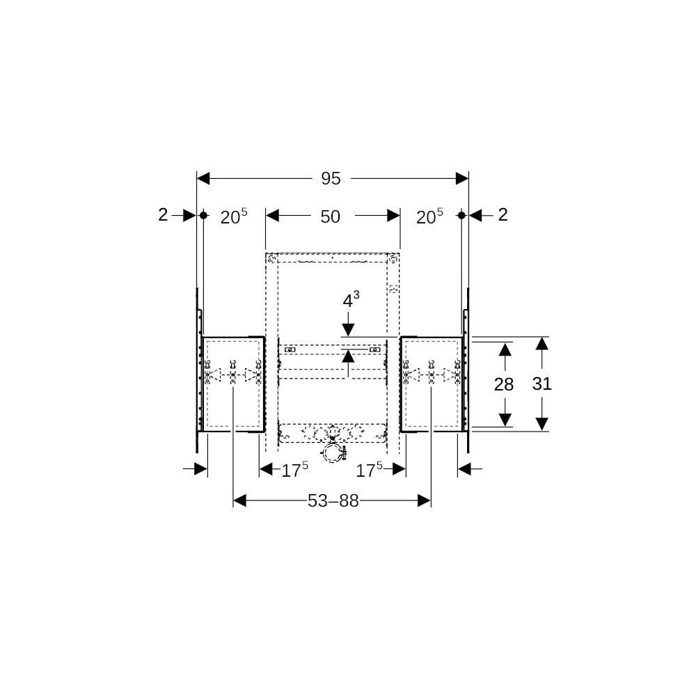 Geberit Duofix Montageplatte für Waschtisch, Nennbreite 90cm, für Trockenbau, mit Un... GEBERIT-111953001 4025410948373 (Abb. 6)