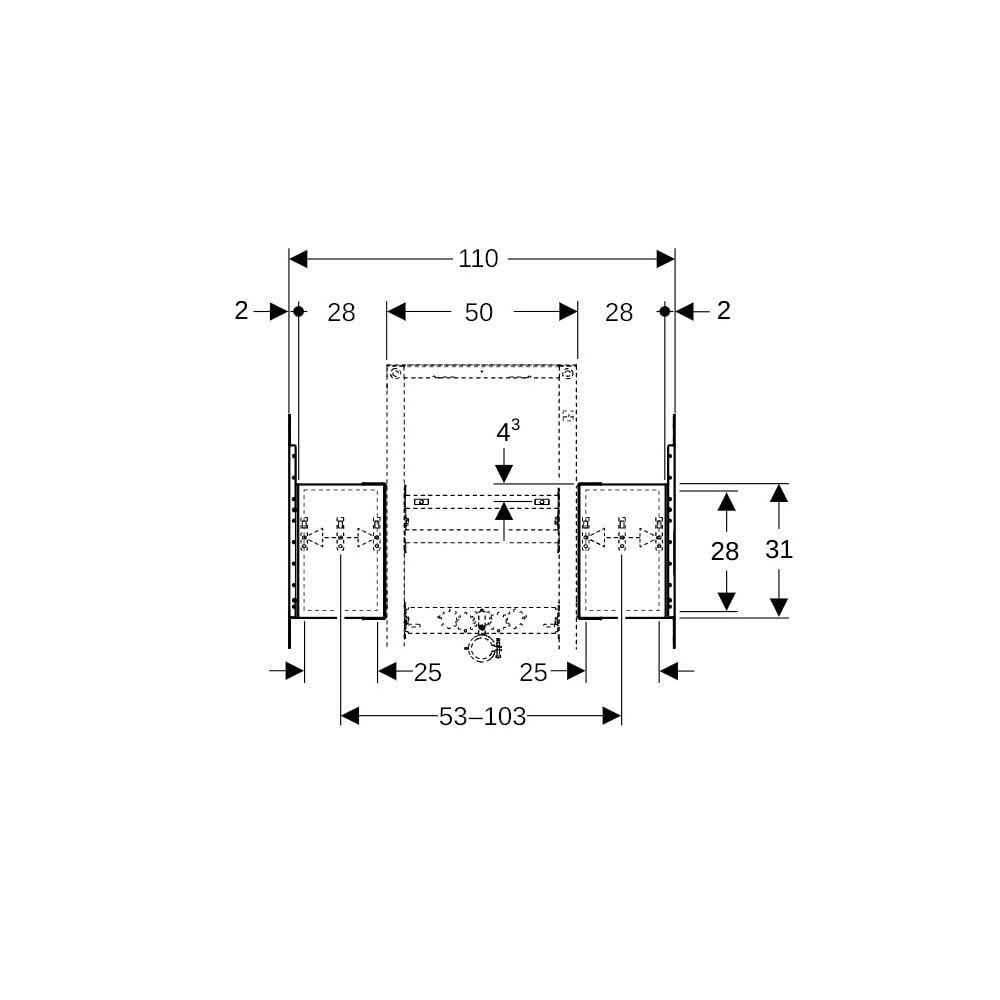 Geberit Duofix Montageplatte für Waschtisch, Nennbreite 105cm, für Trockenbau, mit U... GEBERIT-111954001 4025410948380 (Abb. 6)