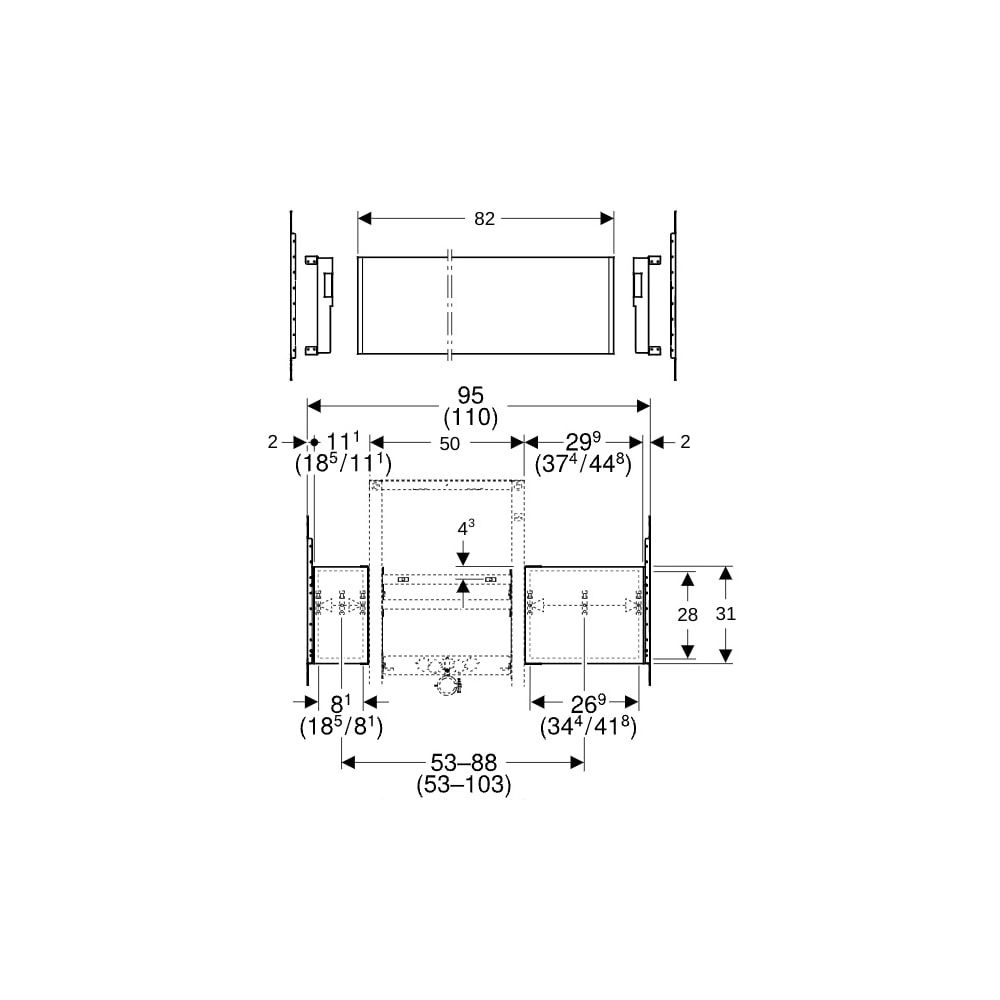 Geberit Duofix Montageplatte für Waschtisch mit Unterschrank, einer Auslaufarmatur e... GEBERIT-111055001 4025410949585 (Abb. 6)