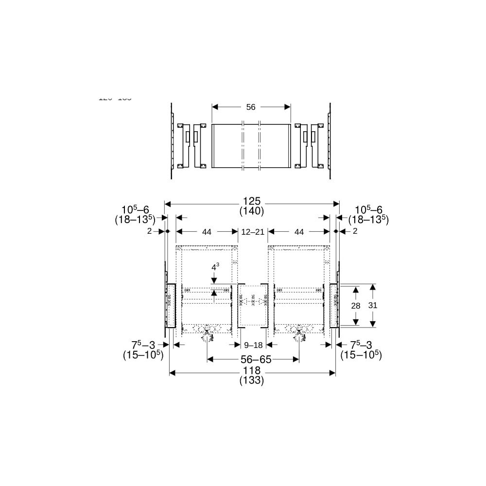 Geberit Duofix Montageplatte für Waschtisch mit Unterschrank, zwei Auslaufarmaturen,... GEBERIT-111056001 4025410948199 (Abb. 6)
