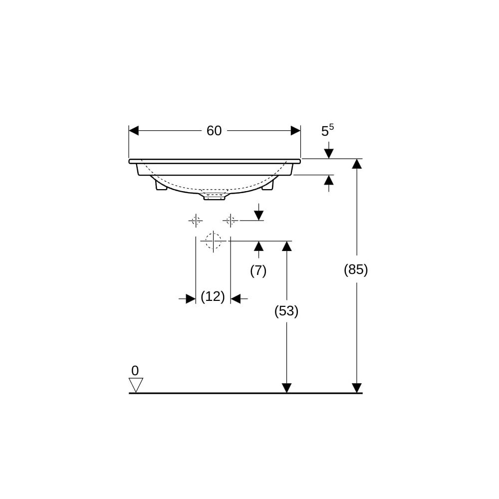 Geberit ONE Möbelwaschtisch Abgang vertikal, Breite 60cm, Tiefe 48cm, ohne Hahnloch,... GEBERIT-505011011 4025410953568 (Abb. 8)
