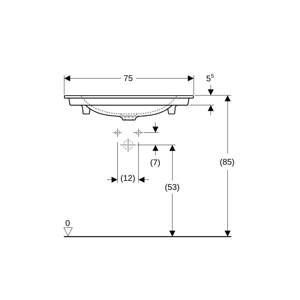 Geberit ONE Möbelwaschtisch Abgang vertikal, Breite 75cm, Tiefe 48cm, Hahnloch mitti... GEBERIT-505010012 4025410953520 (Abb. 8)