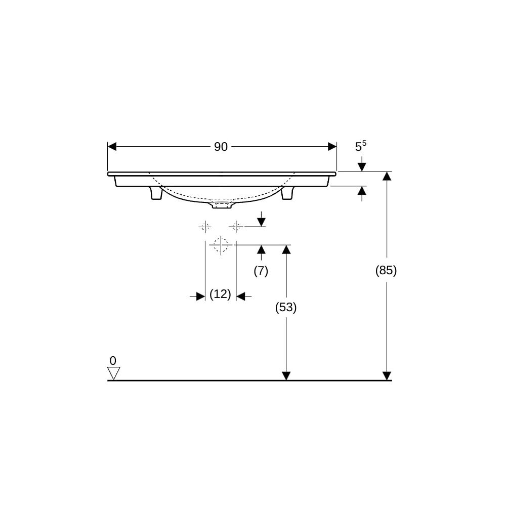 Geberit ONE Möbelwaschtisch Abgang vertikal, Breite 90cm, Tiefe 48cm, ohne Hahnloch,... GEBERIT-505011013 4025410953582 (Abb. 8)