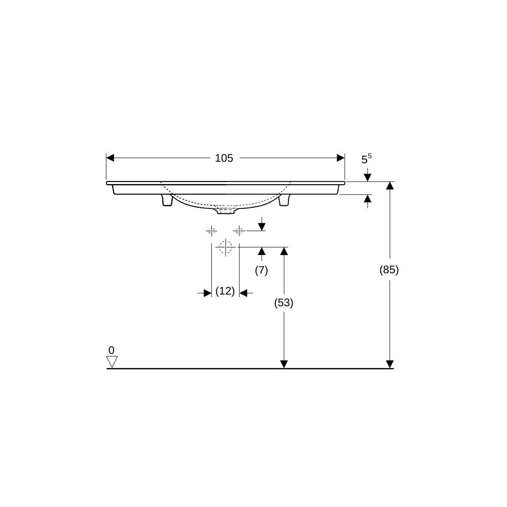 Geberit ONE Möbelwaschtisch Abgang vertikal, Breite 105cm, Tiefe 48cm, Hahnloch mitt... GEBERIT-505010014 4025410953544 (Abb. 8)