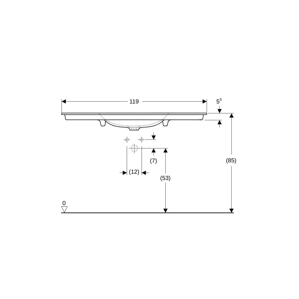 Geberit ONE Möbelwaschtisch Abgang vertikal, Breite 120cm, Tiefe 48cm, ohne Hahnloch... GEBERIT-505011015 4025410953605 (Abb. 8)
